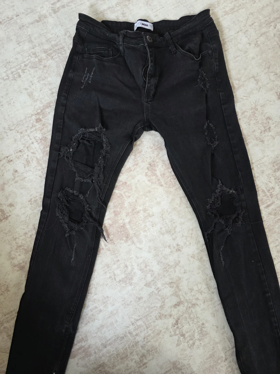 Fashion Nova Black Distressed Skinny Jeans