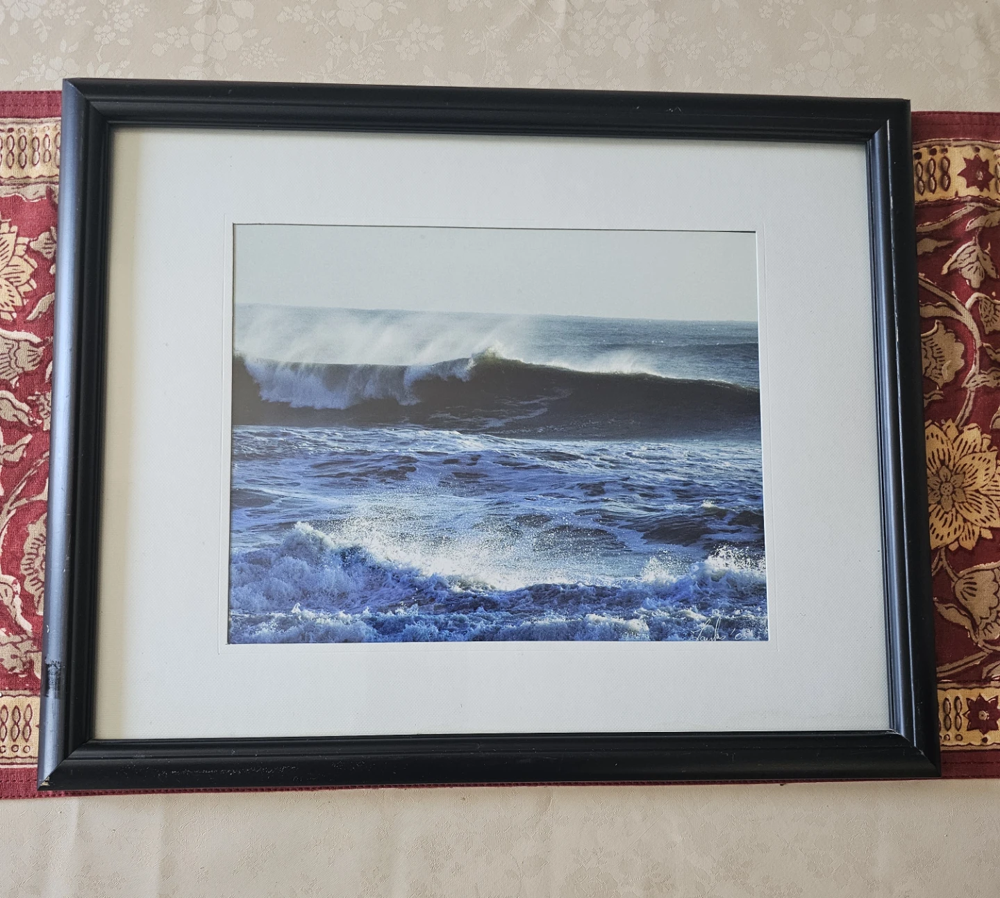 Framed Ocean Wave Print Wall Art