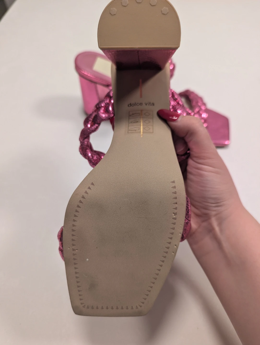 Dolce Vita Pink Metallic Braided Heel Sandals Size 8 - photo 2