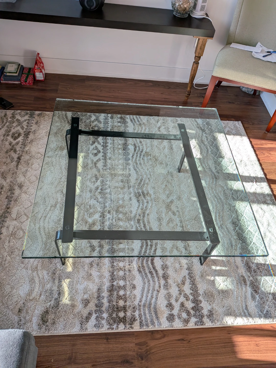 Glass and Metal Coffee Table