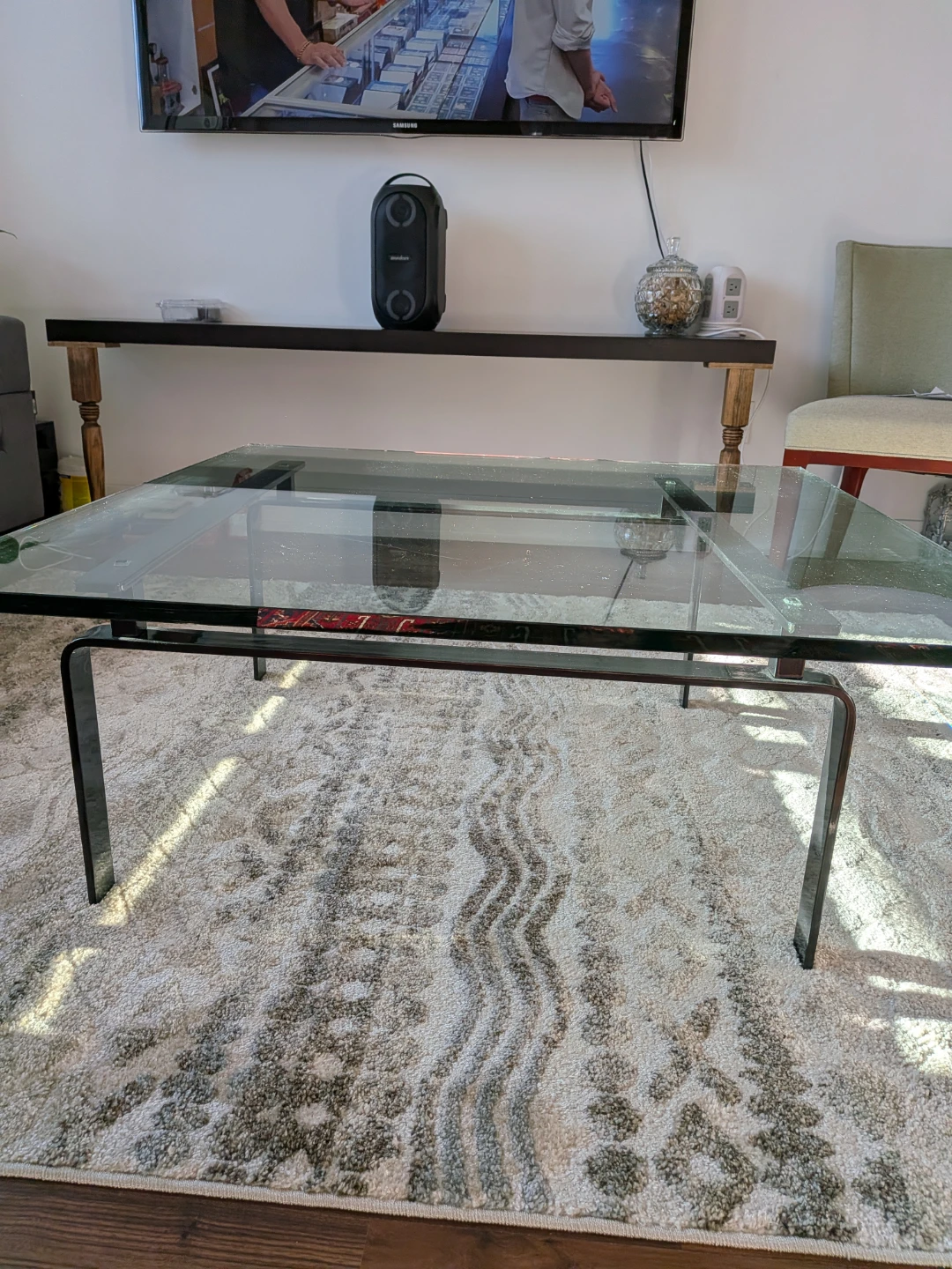Glass and Metal Coffee Table - photo 3