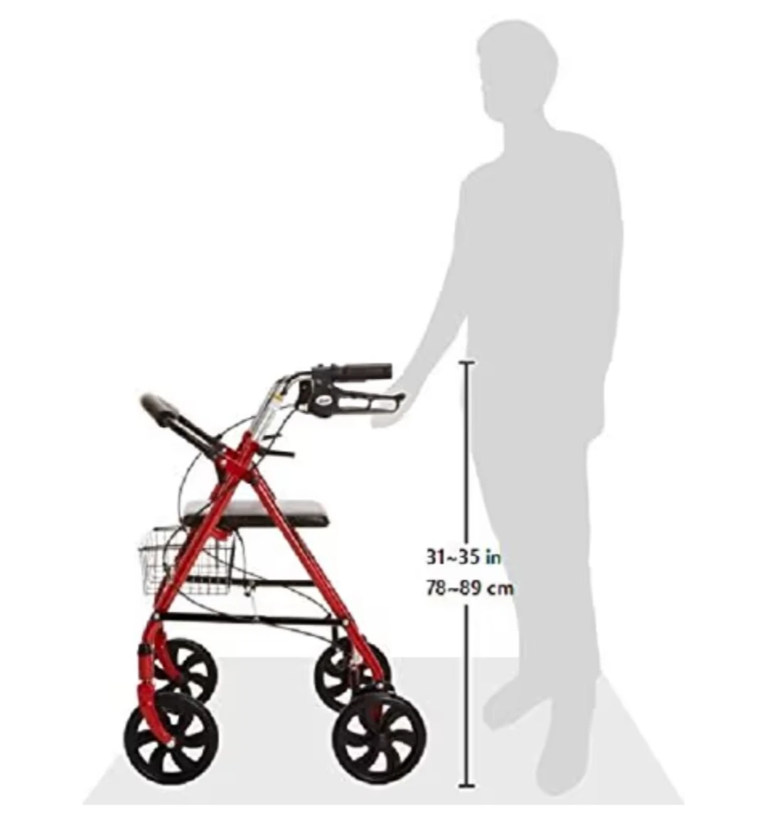 Red Evolution Rollator Walker with Seat and Basket - photo 4