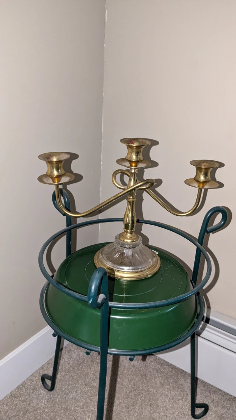 Brass Candelabra with Glass Base