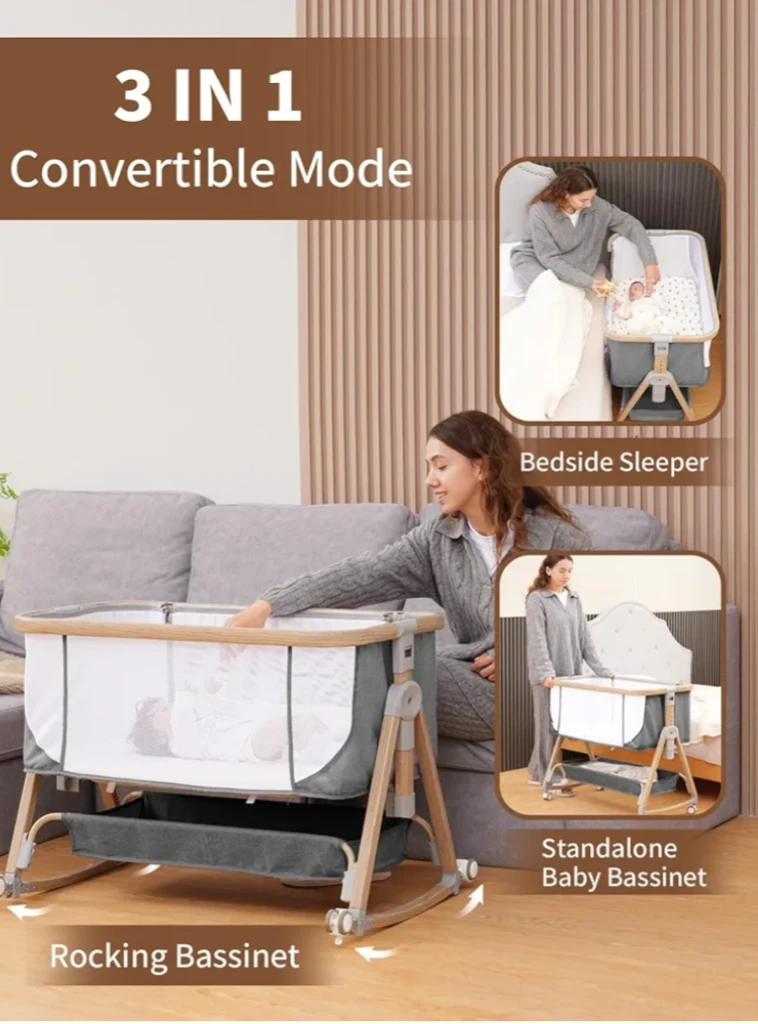 3-in-1 Convertible Baby Bassinet with Rocking Function - photo 3