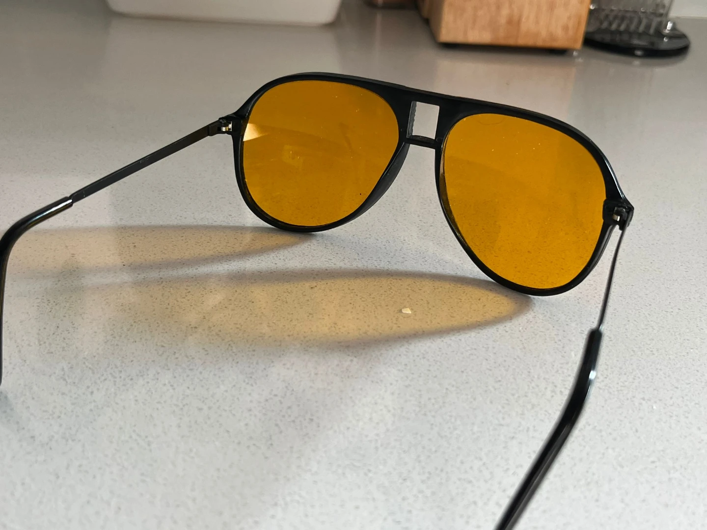 Black Aviator Sunglasses with Orange Lenses - photo 4
