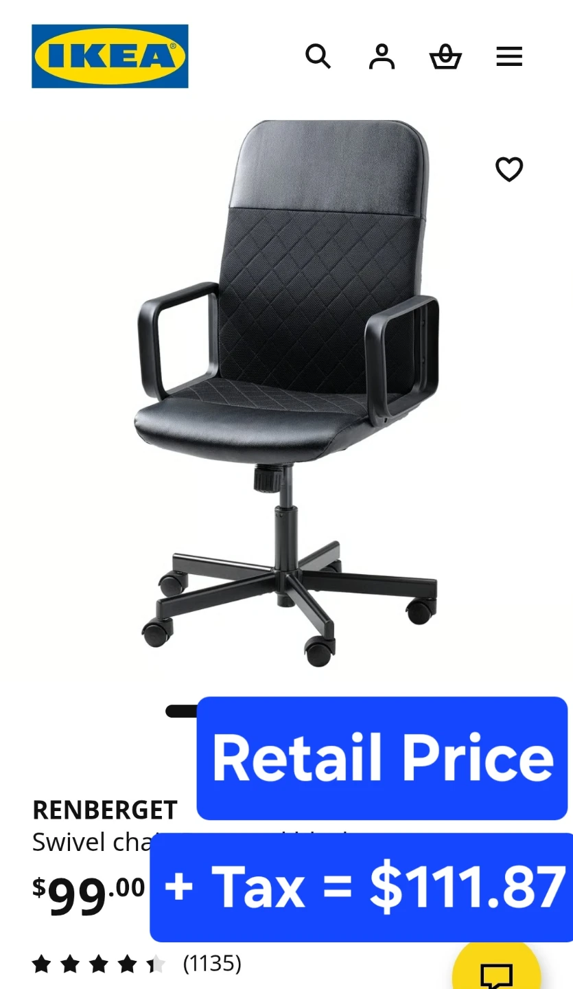 IKEA RENBERGET Swivel Chair - Black