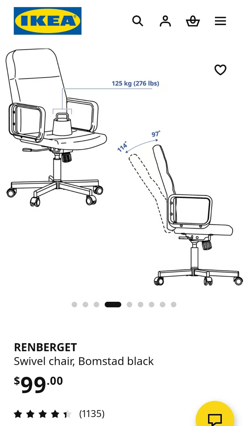 IKEA RENBERGET Swivel Chair - Black - photo 3