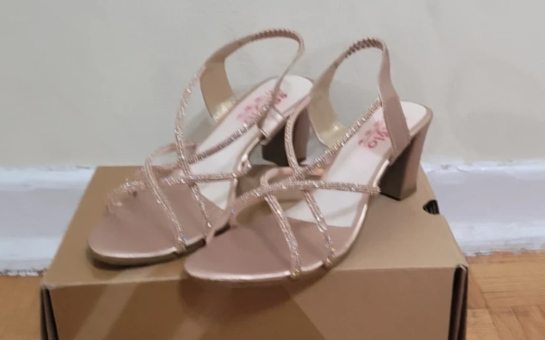 Stylo Rose Gold Embellished Block Heel Sandals