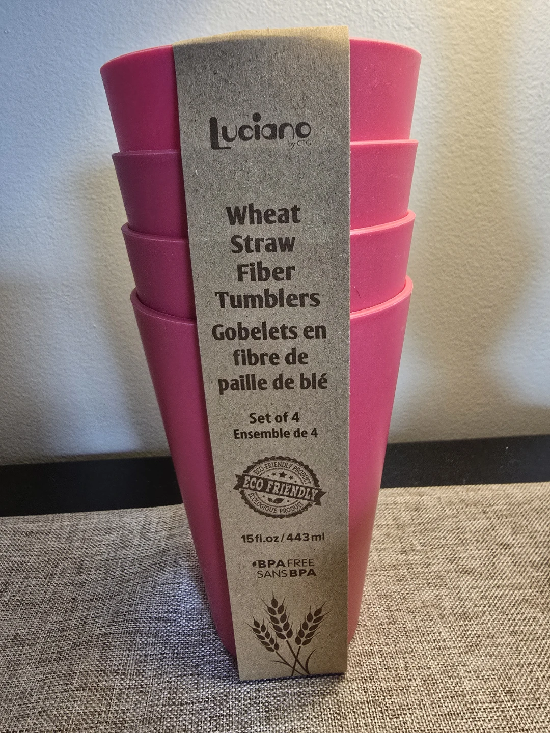 Luciano Wheat Straw Fiber Tumblers - Set of 4 - Pink