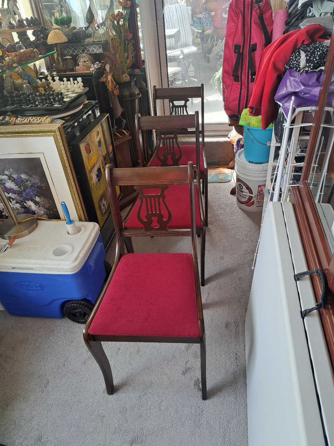 Set of 3 Vintage Lyre Back Dining Chairs - photo 2