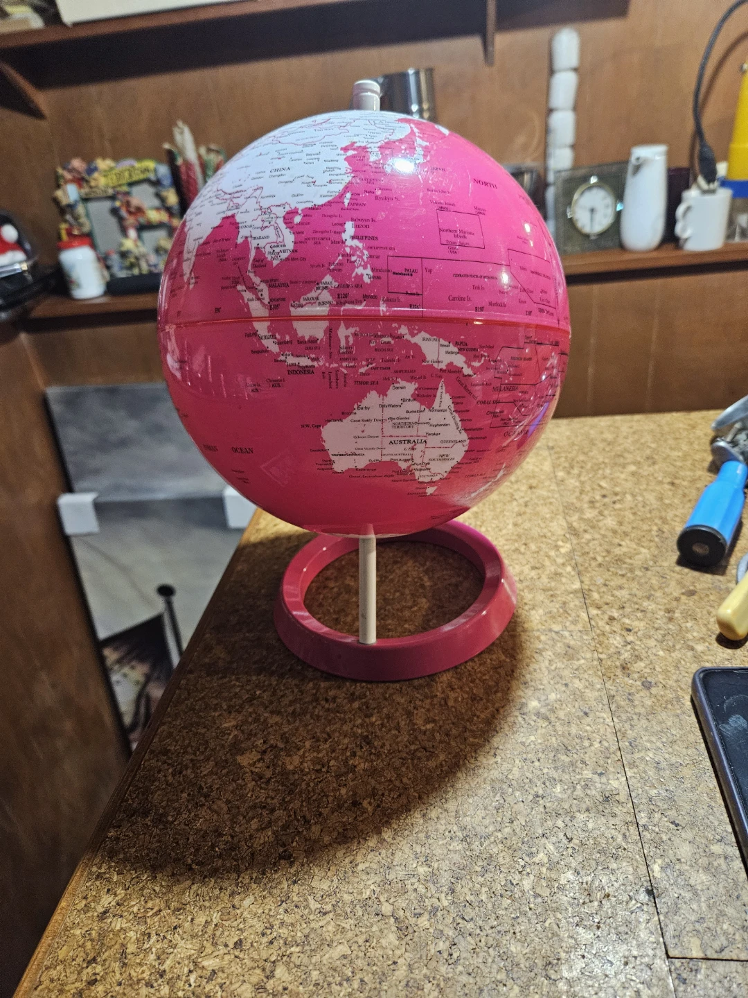 Pink Desktop Globe with World Map - photo 3