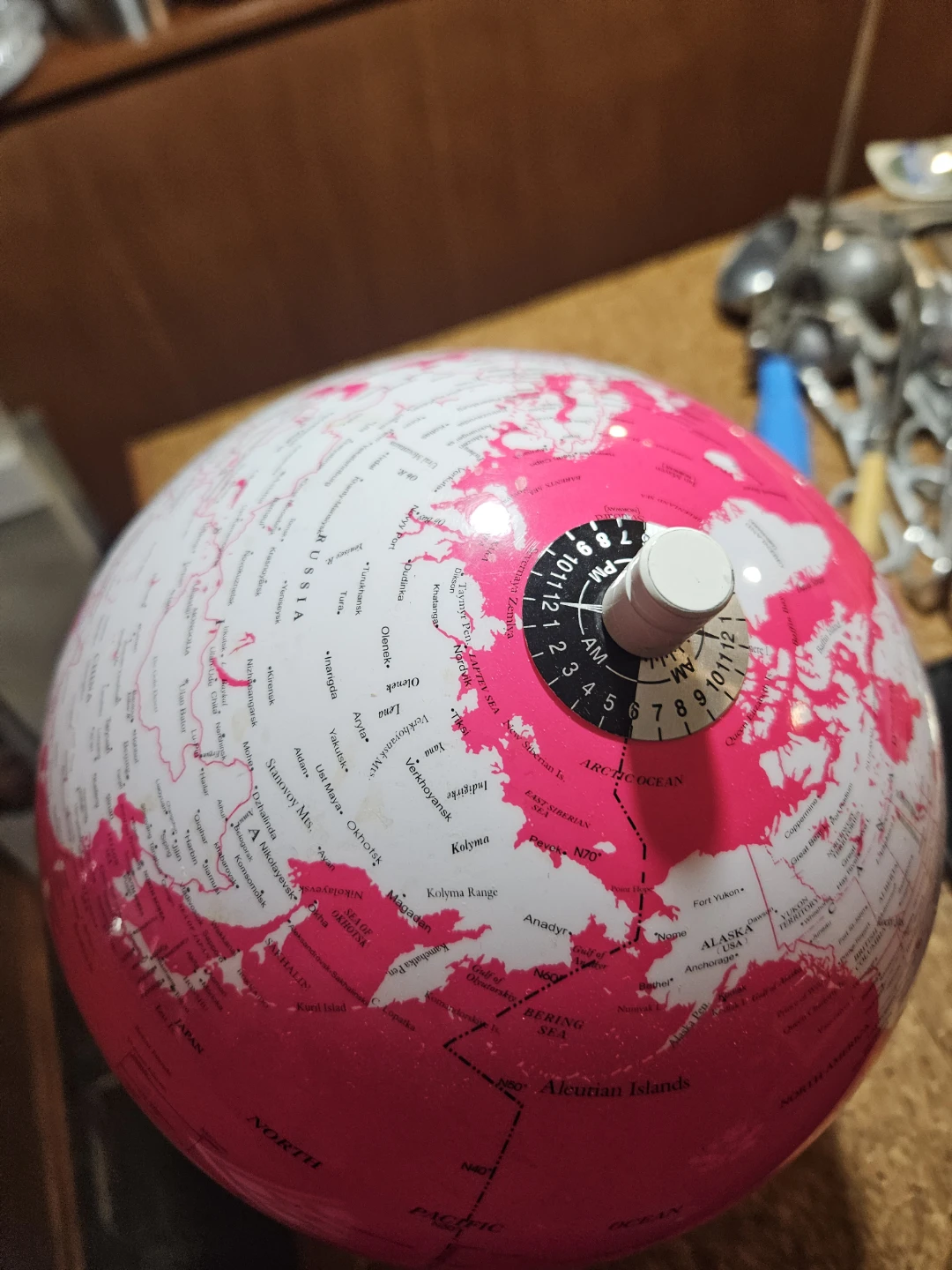 Pink Desktop Globe with World Map - photo 5