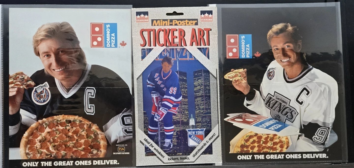 Vintage Gretzky Bundle 90's Starline Mini Poster & Dominos Adds