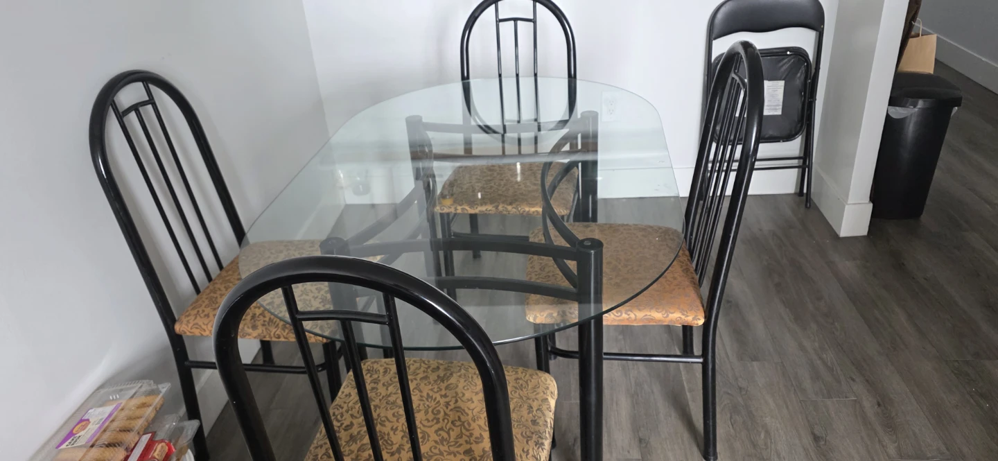 Glass Top Dining Set with 4 Chairs