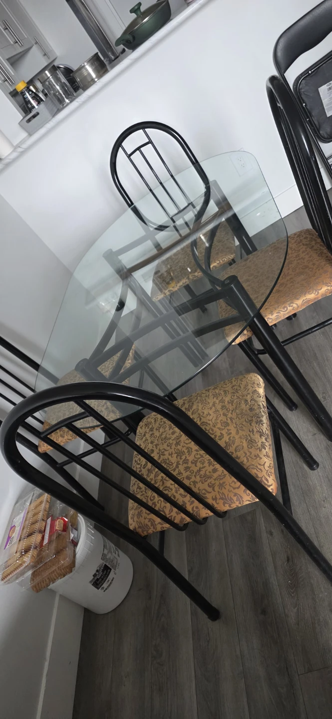 Glass Top Dining Set with 4 Chairs - photo 2
