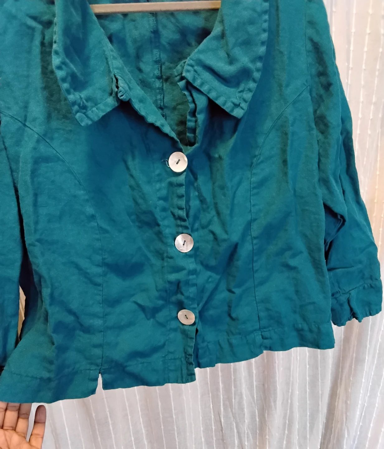 Cut Loose Women's Teal Linen spring coat - photo 2
