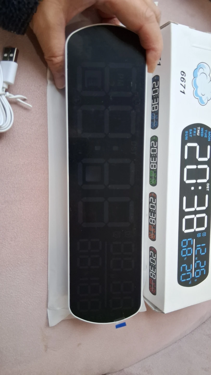 NEW LED Digital Clock w Calendar Temp Humidity Timer 2 Alarms - photo 5