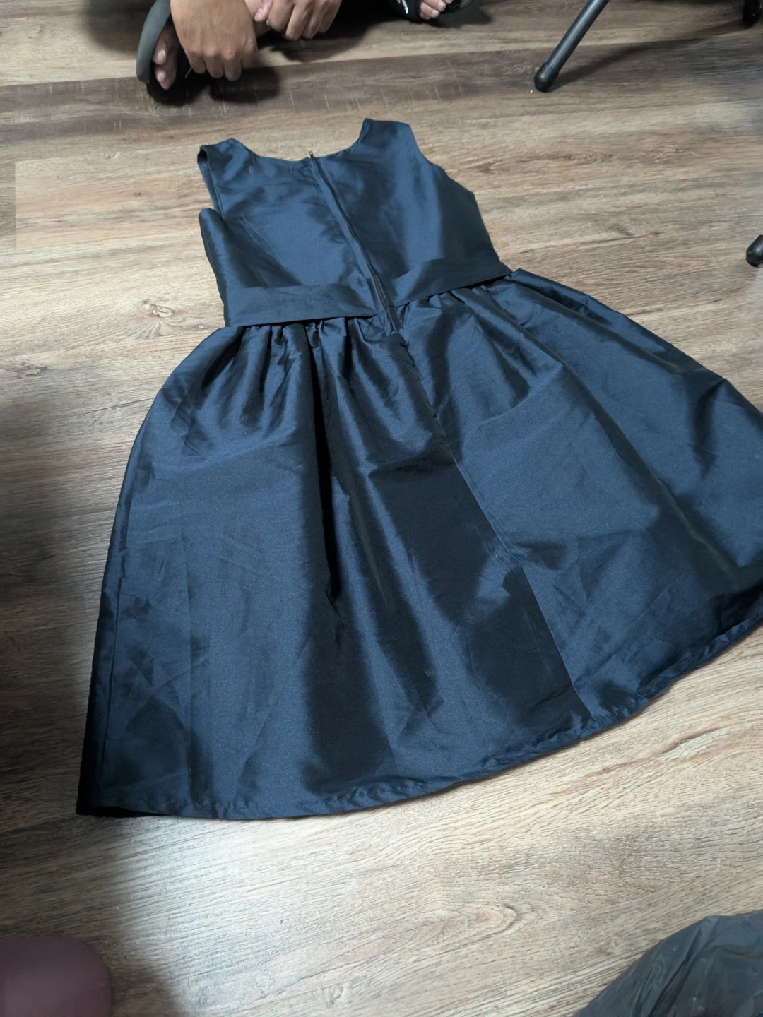 Girls' Navy Blue Dress with Sequin Bow