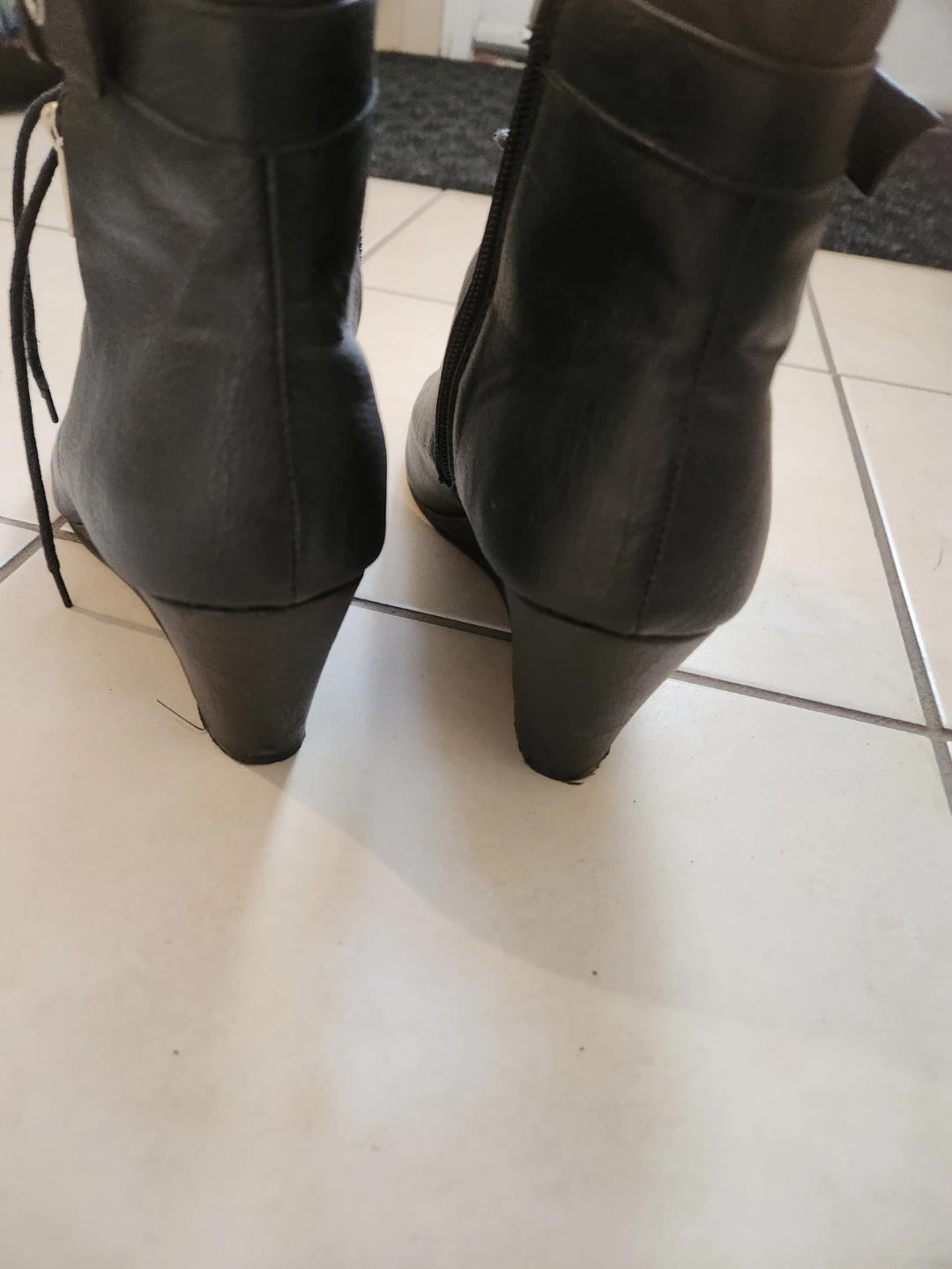 Black Wedge Peep-Toe Boots - photo 5