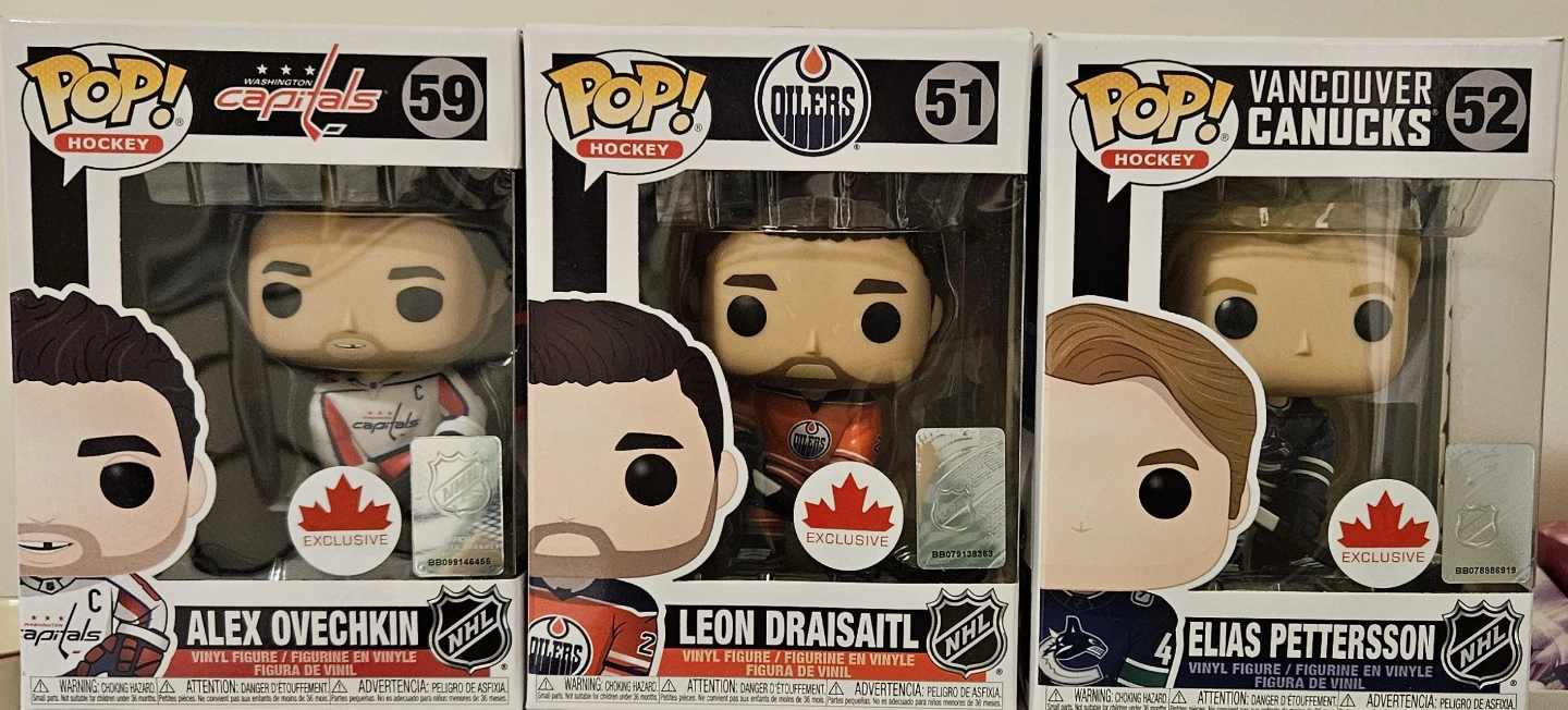 3x Funko Pop! Alex Ovechkin, Leon Draisaitl, Elias Pettersson
