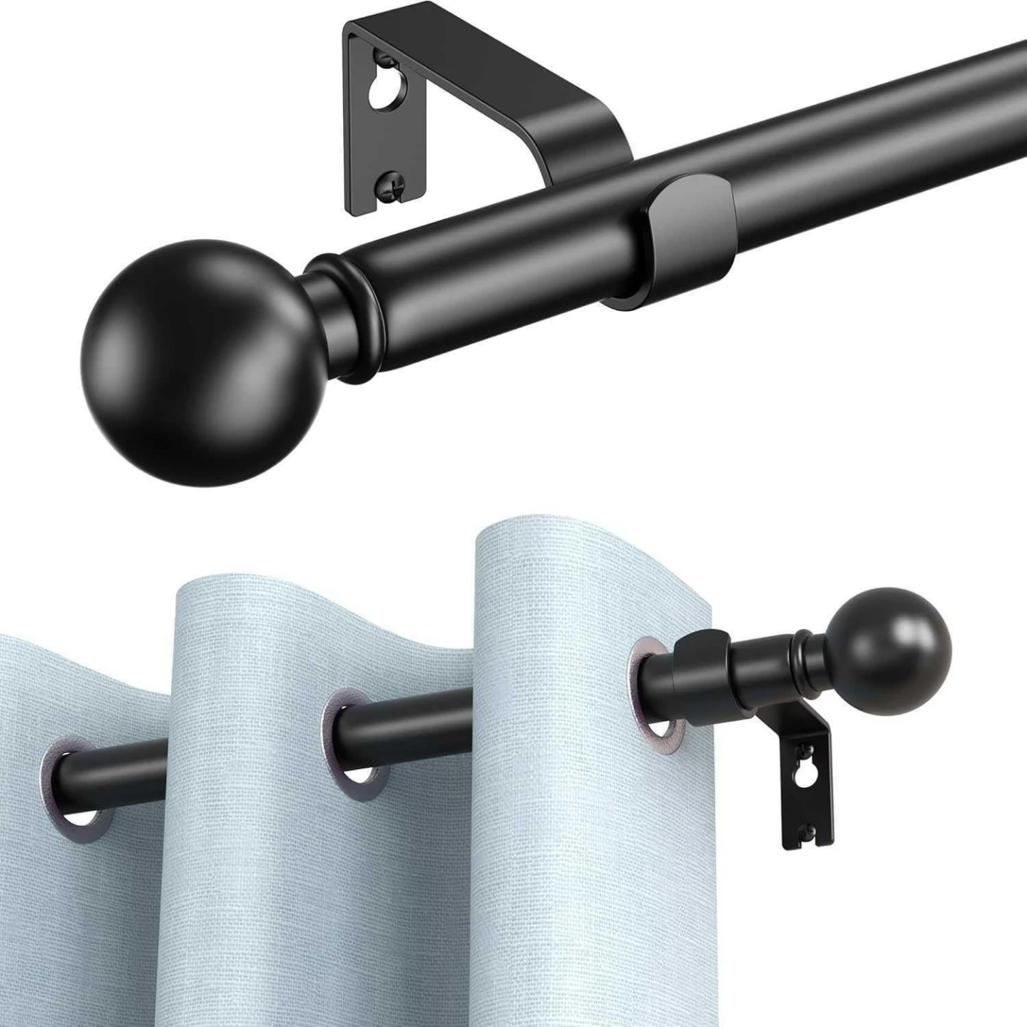 Black Curtain Rod with Ball ends