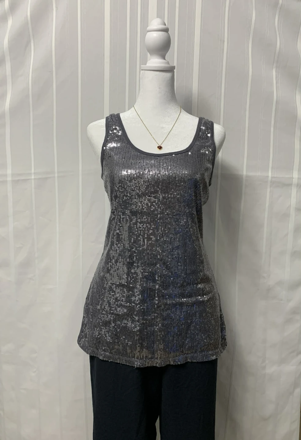 Sequin Tank Top - Grey