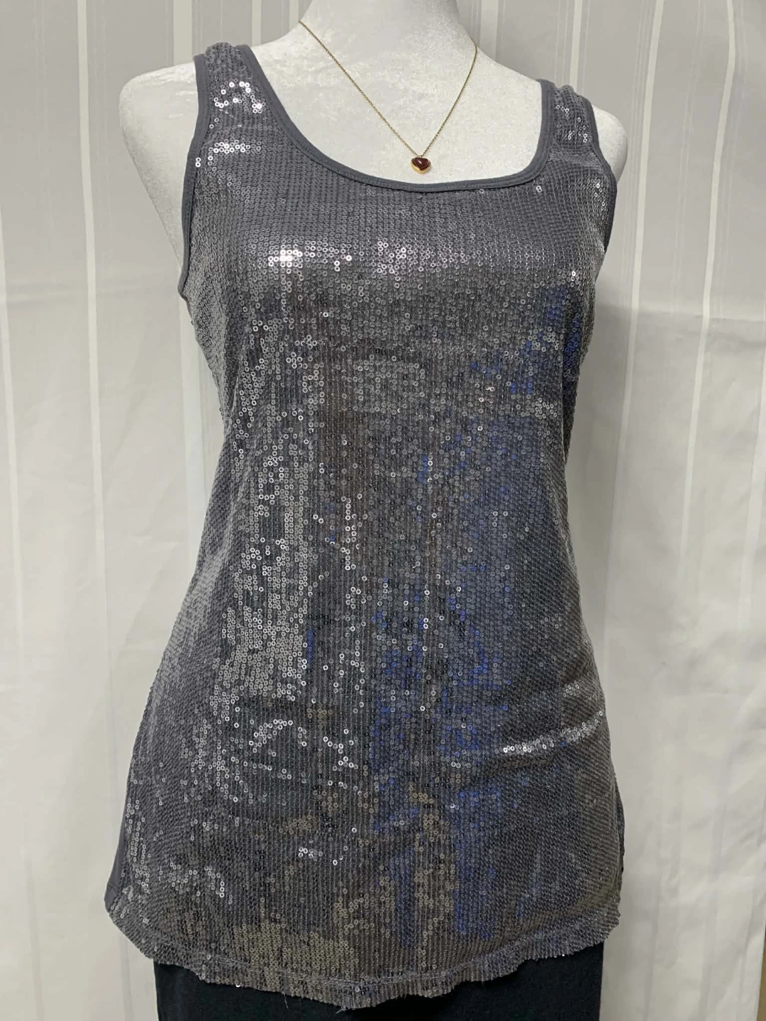 Sequin Tank Top - Grey - photo 2