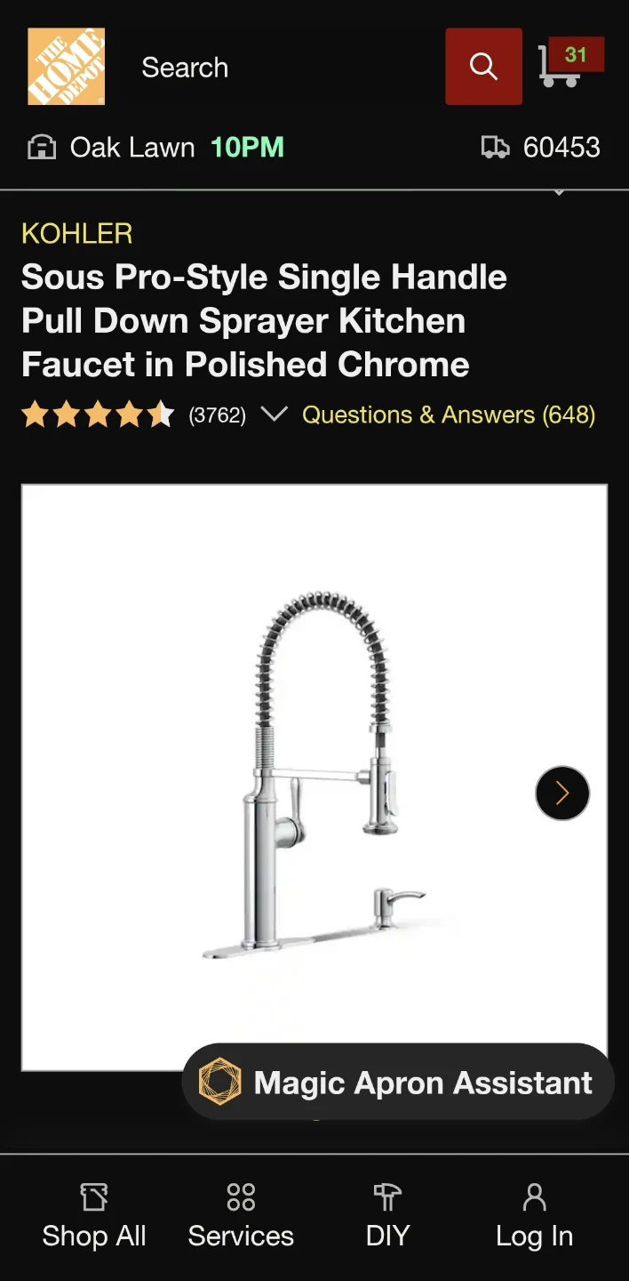 Kohler Sous Pull-Down Kitchen Faucet with Soap Dispenser