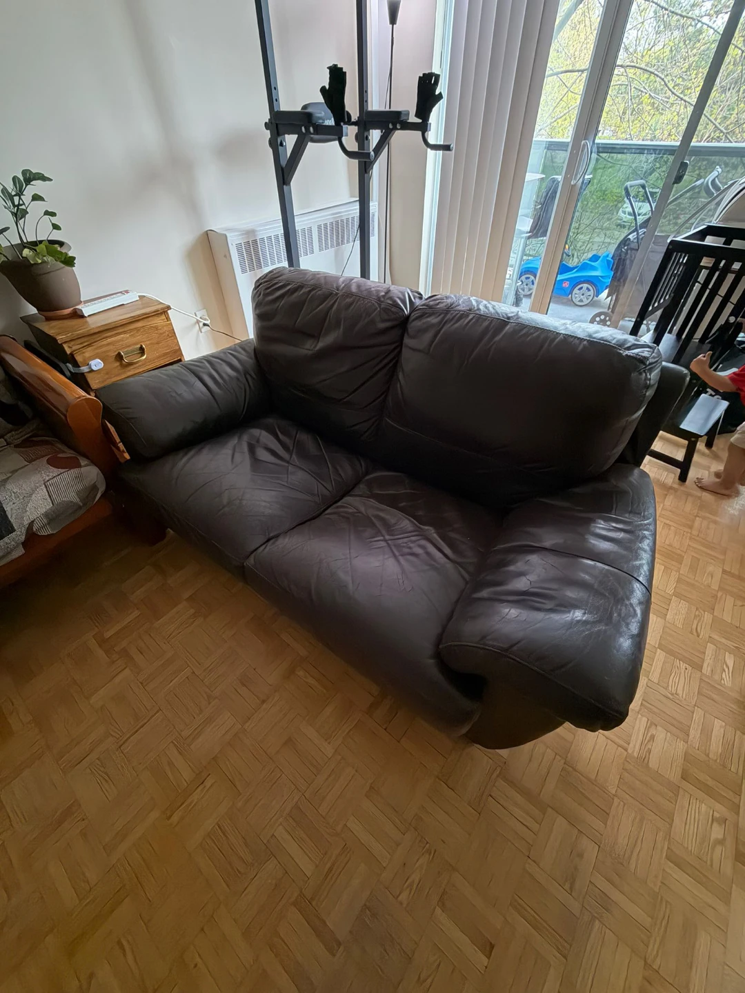 Dark Brown Leather Loveseat