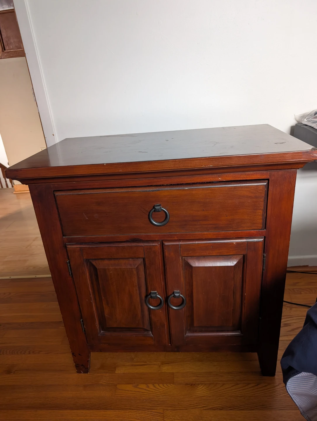 Wooden Nightstand with Drawer and Cabinet