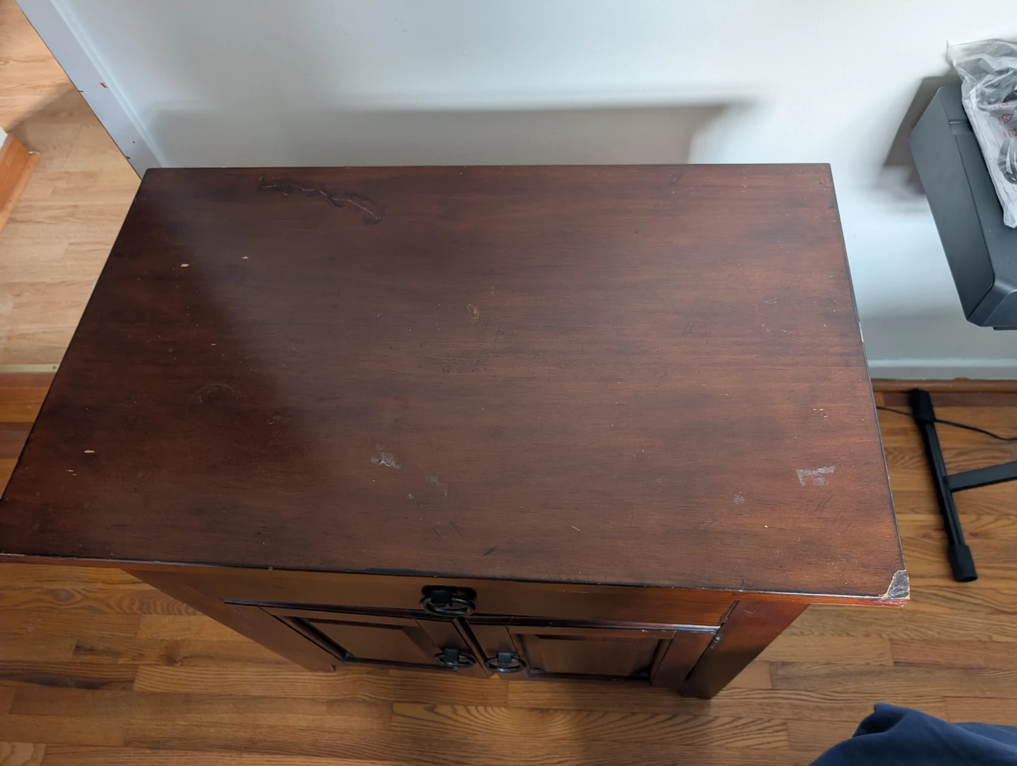 Wooden Nightstand with Drawer and Cabinet - photo 2