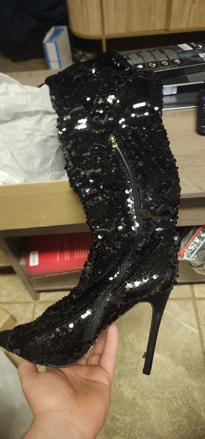 Black Sequin Over-the-Knee Boots  (10 ) botas para dama