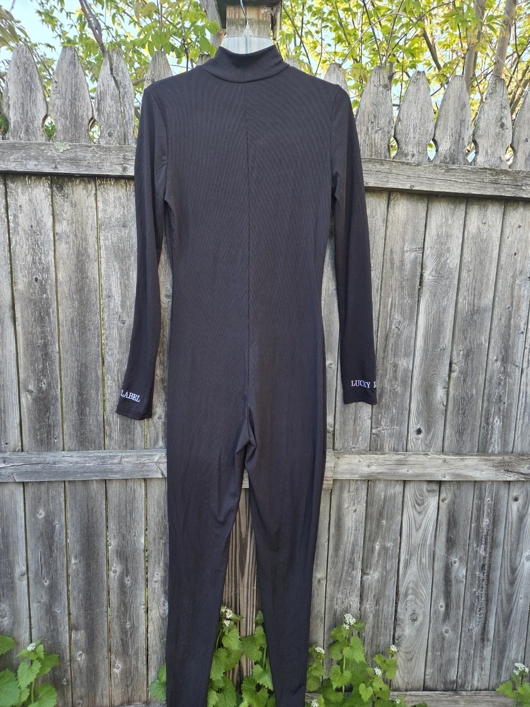 Lucky Label Black Ribbed Full Zip Jumpsuit - photo 2