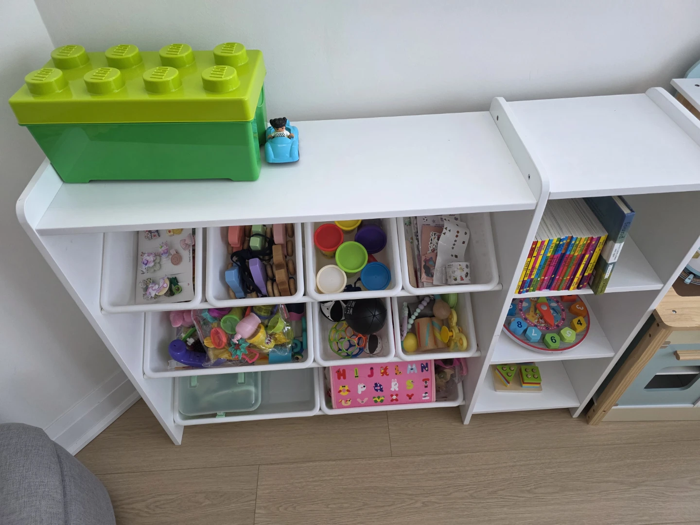 White Toy Organizer Shelf with Bins - Montessori - photo 2