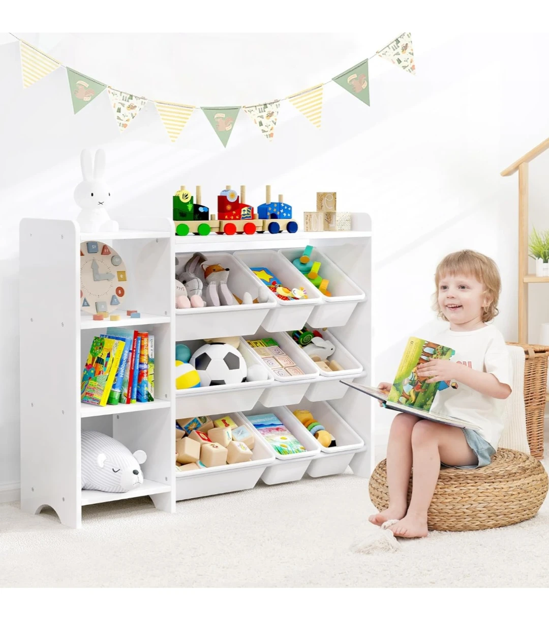 White Toy Organizer Shelf with Bins - Montessori - photo 5