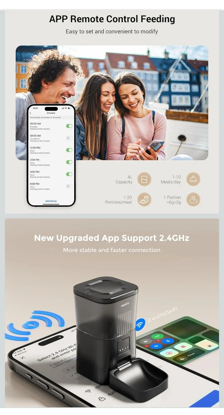 Espelho Automatic Cat Feeder WiFi - 4L Smart Pet Food Dispenser - photo 3