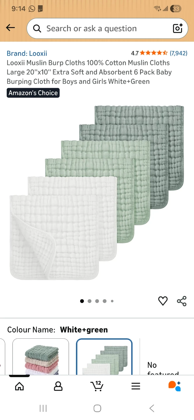 BNIB Looxii Muslin Burp Cloths - 6 Pack - photo 3