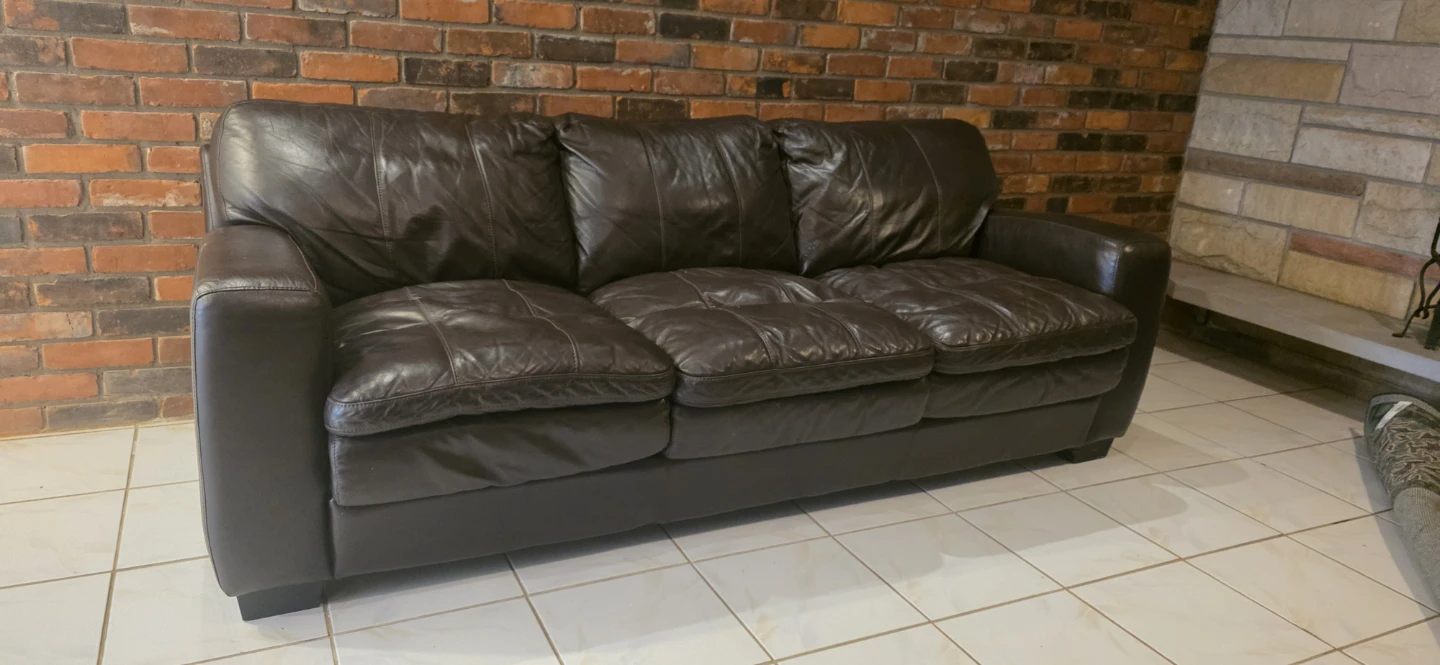 Brown Leather Sofa bed - photo 2