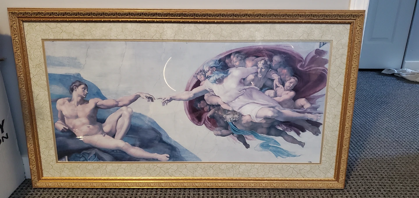 Framed "The Creation of Adam" Print