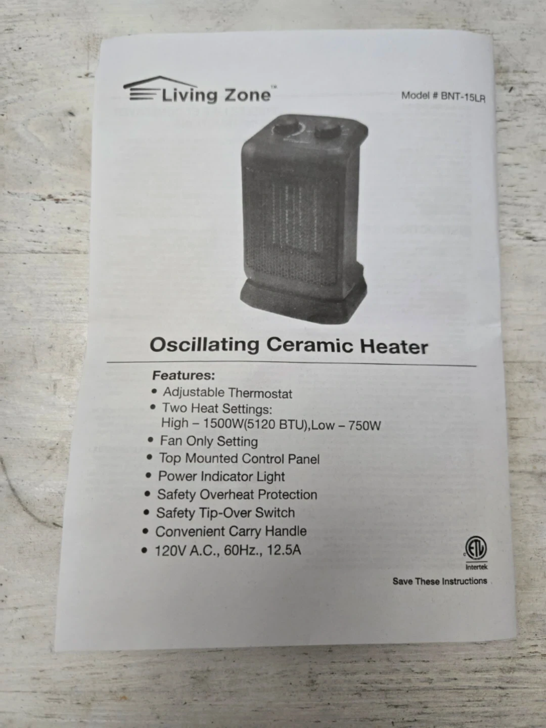 Living Zone Oscillating Ceramic Heater - photo 3