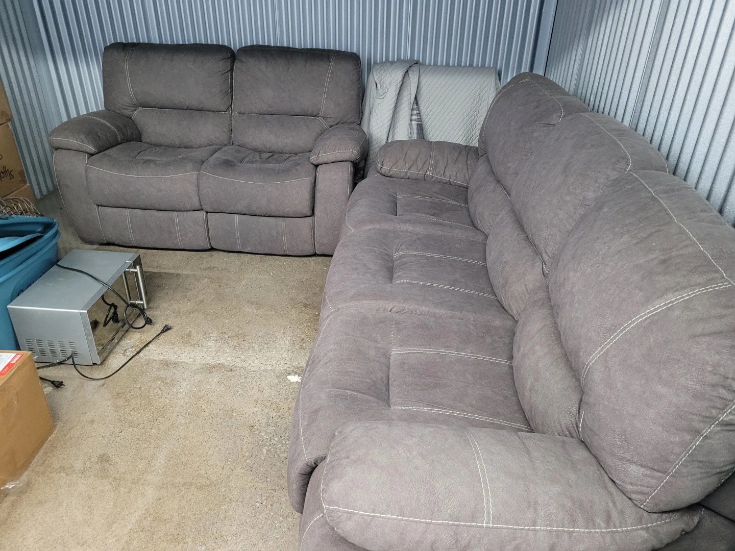 Grey Reclining Loveseat and Sofa - photo 5