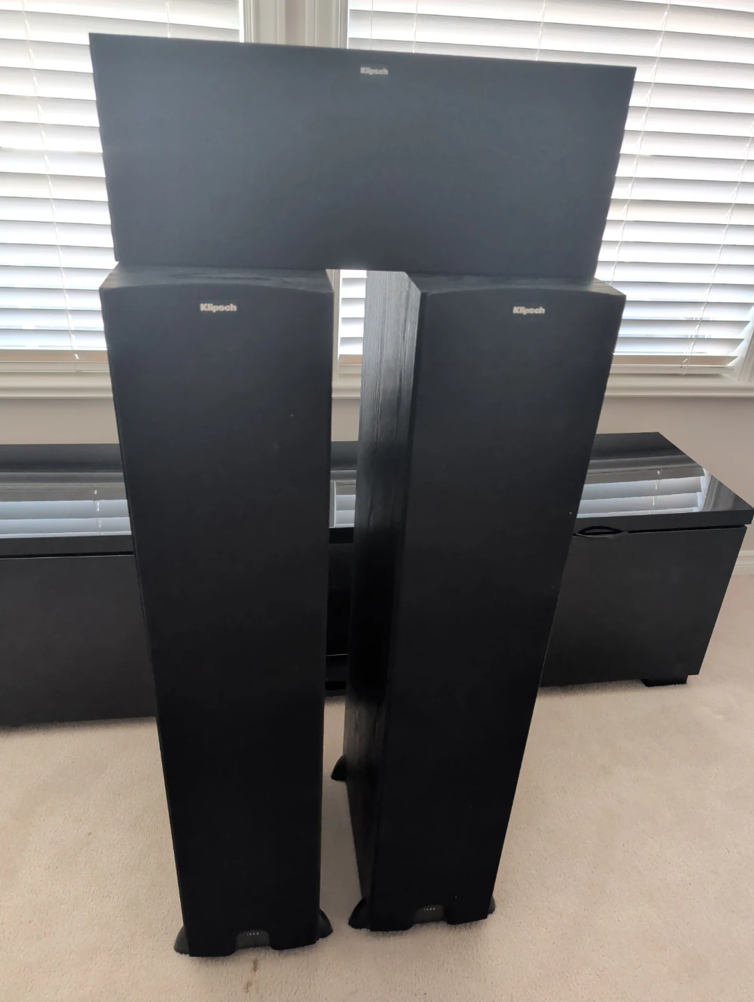 Klipsch Tower Speakers (Pair) and Center Channel Speaker
