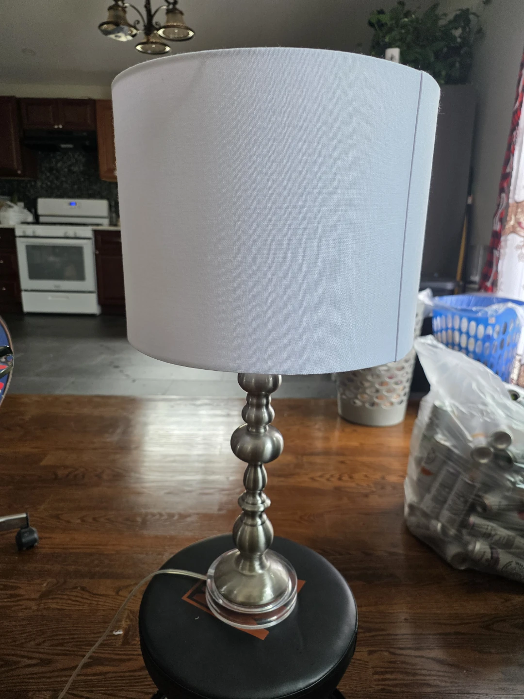 Table Lamp with White Drum Shade