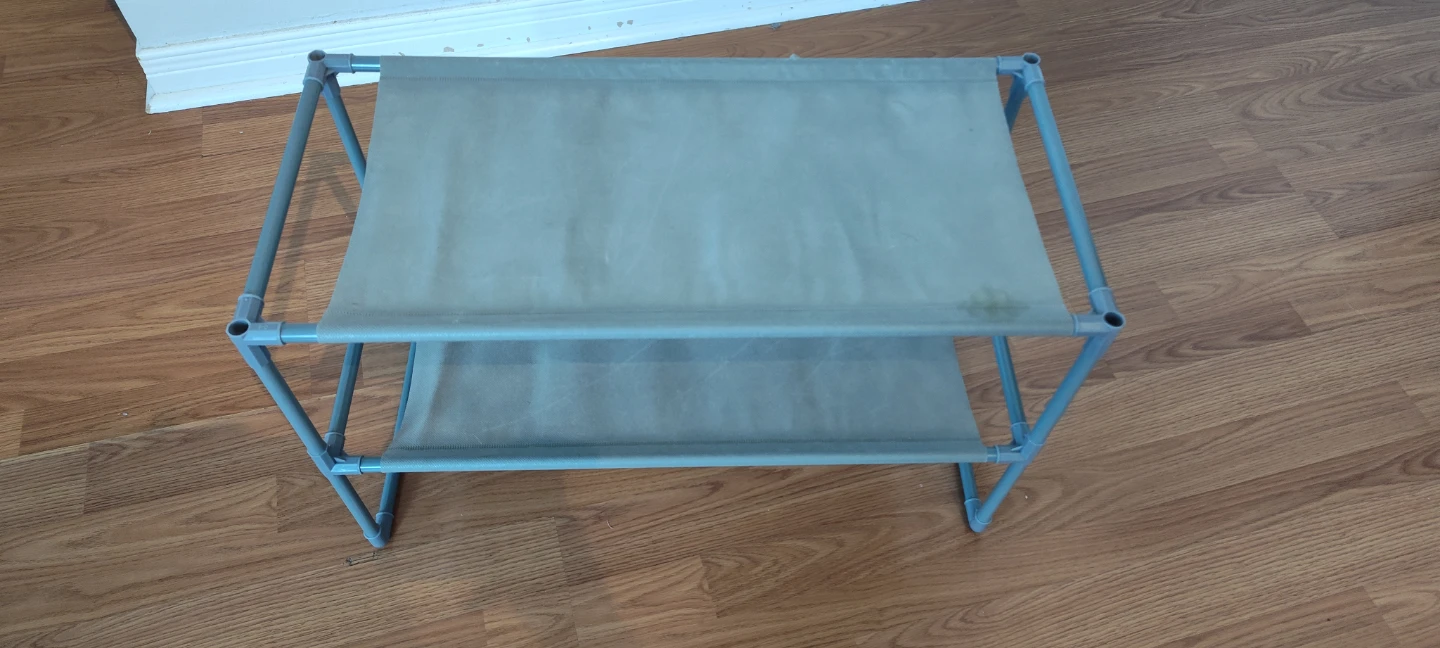 Two-Tier Grey Fabric Shoe Rack - photo 2
