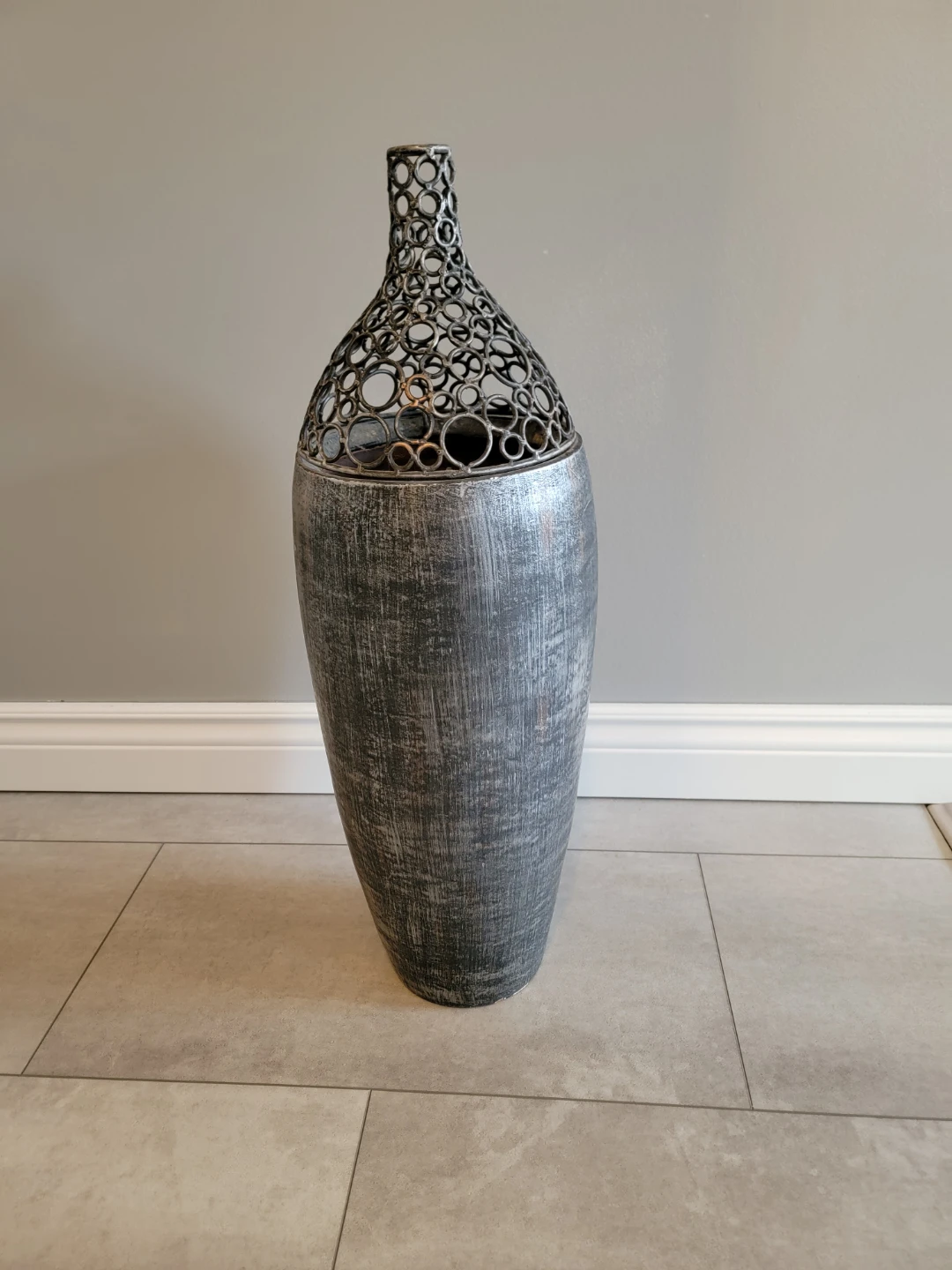 Decorative Floor Vase with Cutout Design