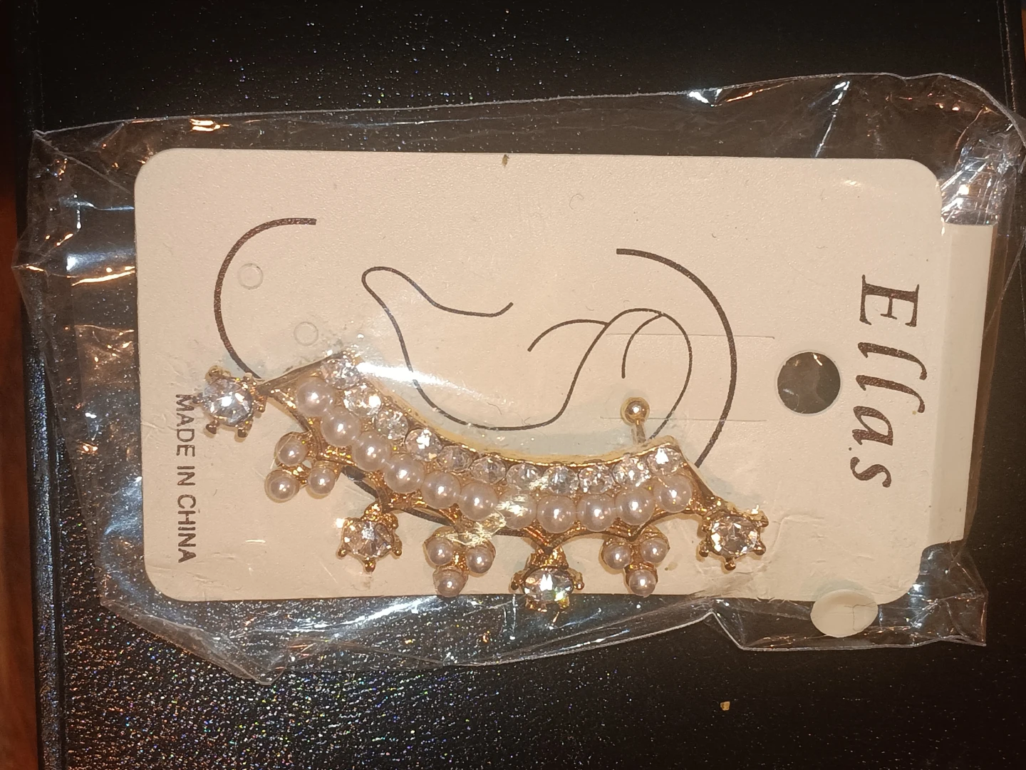 Ellas Pearl and Crystal Ear Climber Earring