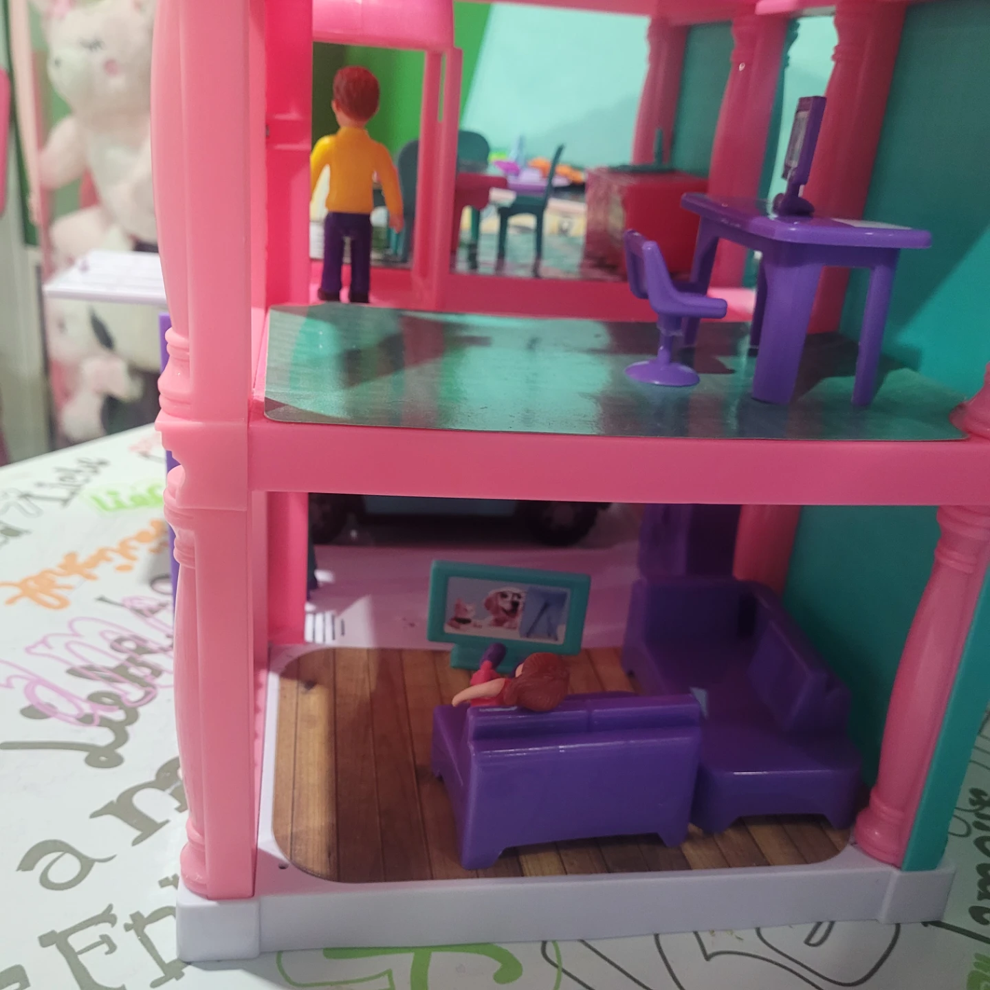 Dollhouse with Furniture and Car