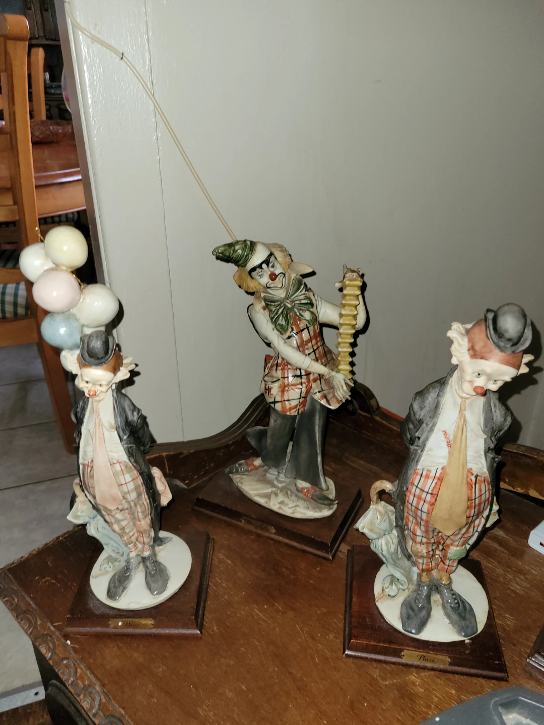 Set of 3  Pucci vintage Porcelain Clown Figurines