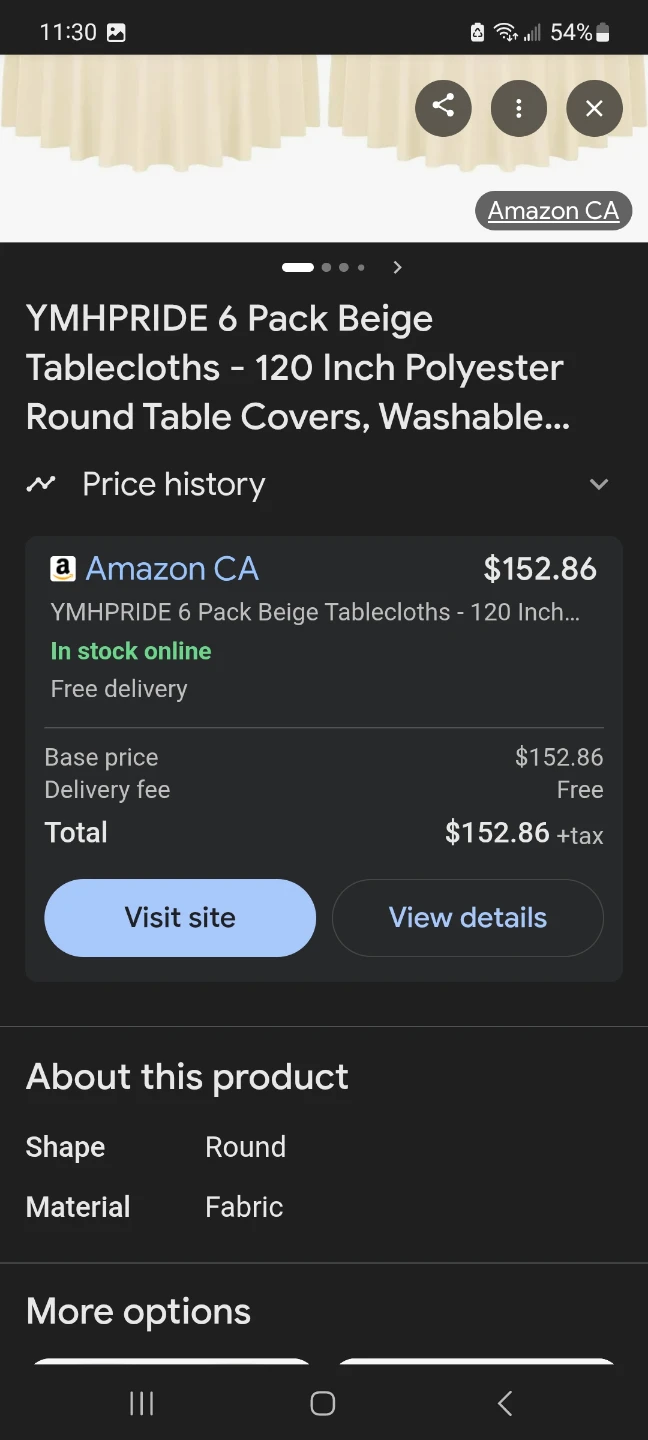 YMHPPRIDE 6 Pack Beige Tablecloths - 120 Inch Round Polyester - photo 4