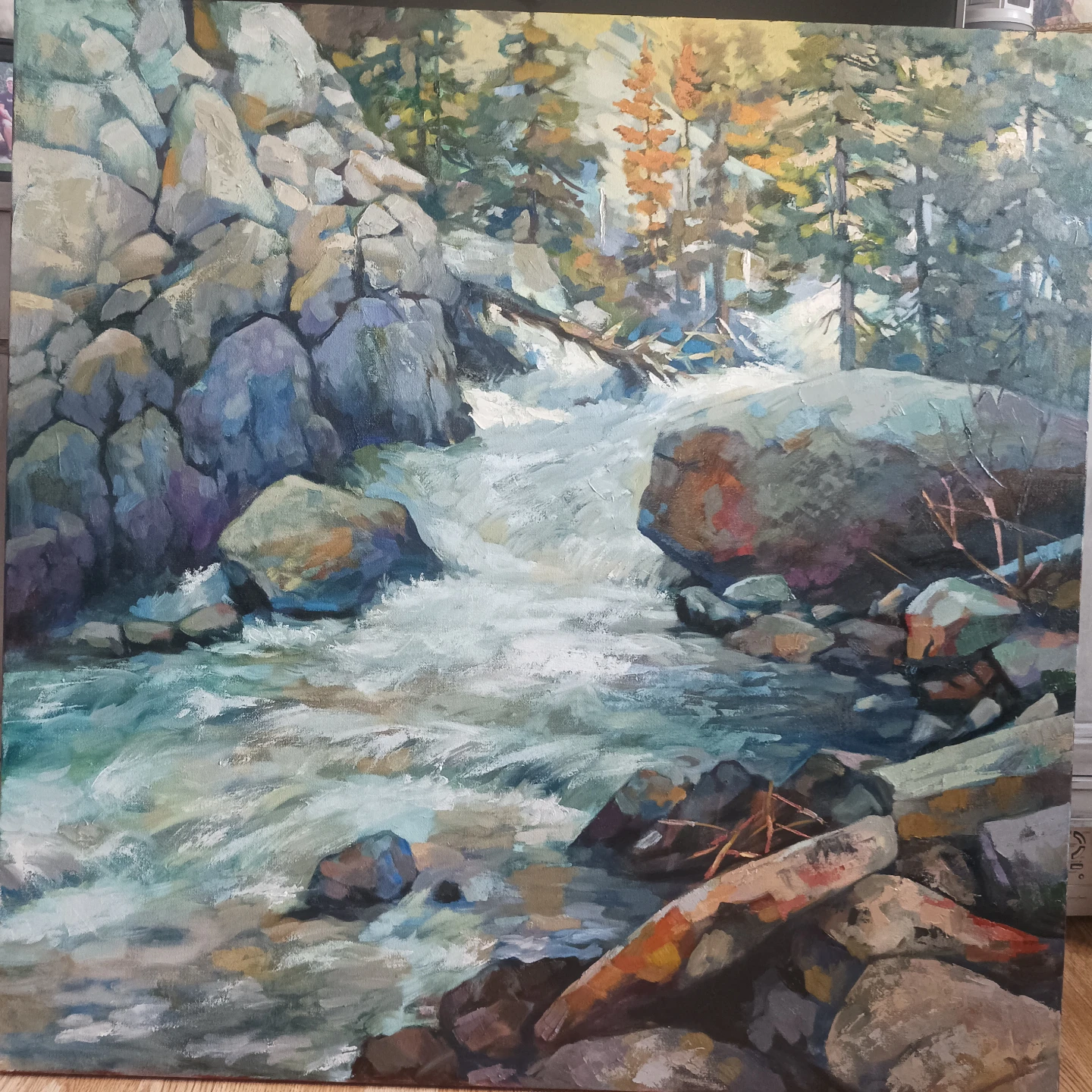 Original Landscape Painting - Mountain River Scene - photo 3